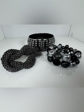 Stylish Black & Silver Women's Bracelet Set #1280
